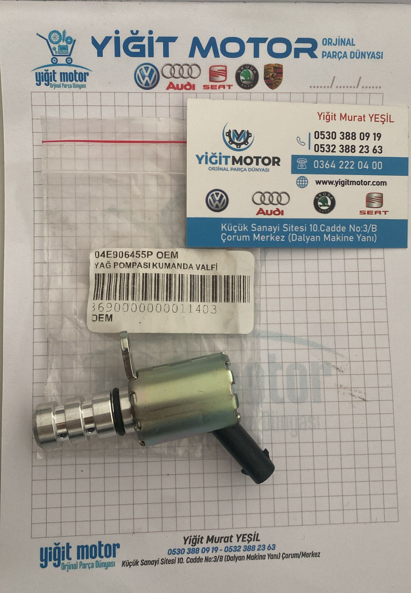 YAĞ POMPASI KUMANDA VALFİ  1.4TSİ 1.6 CHPA CPTA CZCA CWVA CZDA CZEA OEM: 04E906455P  